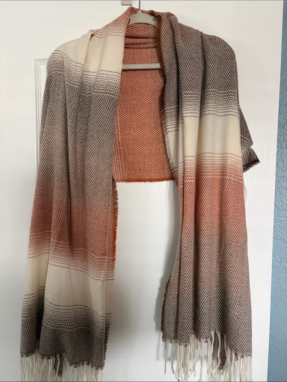 Vince Camuto Ombre Chevron Wrap in Cream, Brown & Rust